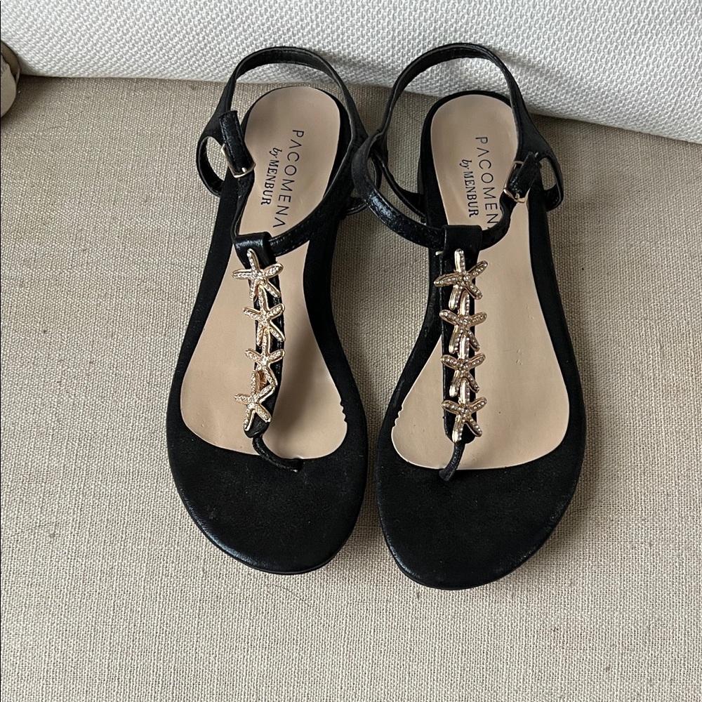 Elegant Black and Gold Women's Sandals